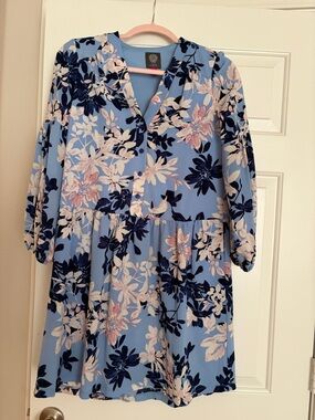 Vince Camuto Light Blue Floral Babydoll Dress